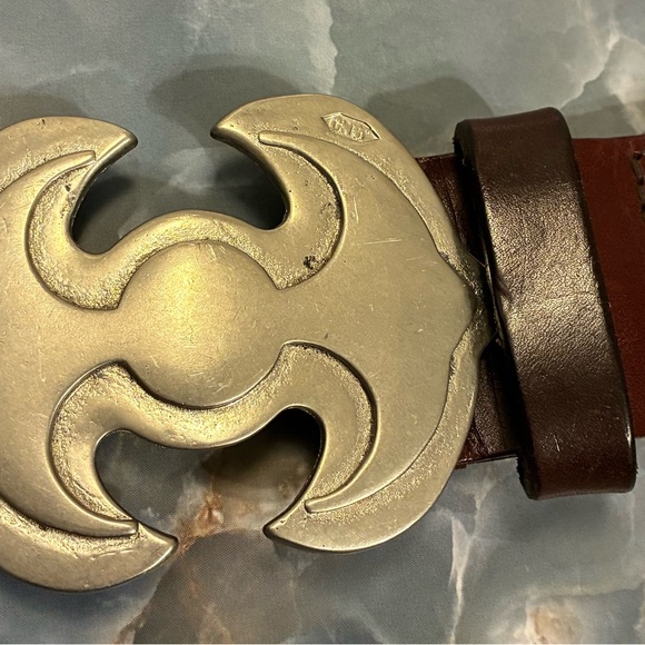 J. M. Davidson Brown Woven Leather Belt with Sterling Buckle. - Picture 2 of 3